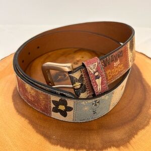 Fossil Genuine Leather distressed retro style belt Waves and Babes Size XL